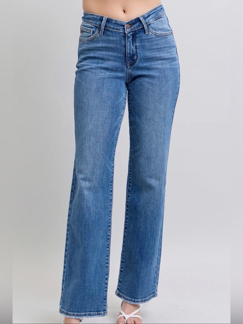 NWT Judy Blue High Waist V-Front Straight Leg Jeans Women’s 13/31 Dark Wash
